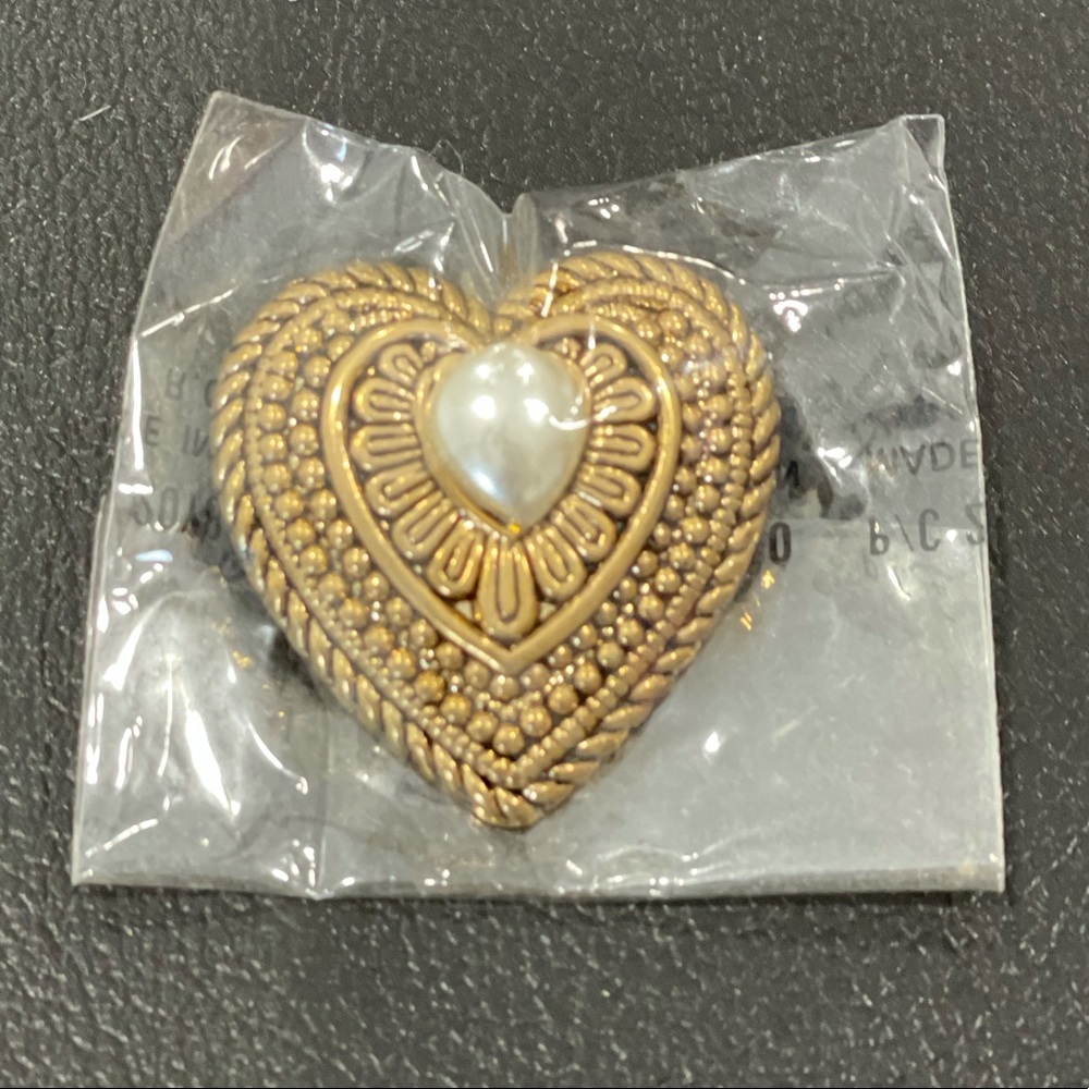 Gold and Black Heart Brooch